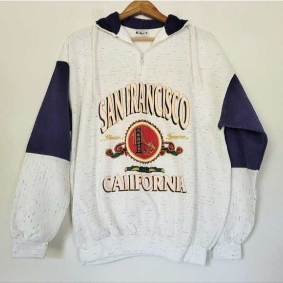 Vintage San Francisco California Men's 1/4 Zip Pullover Sweatshirt Size L 90s - Picture 1 of 8